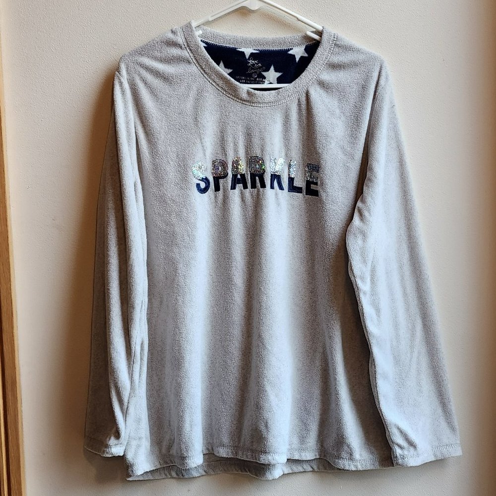 Love to Lounge Gray Fleece "Sparkle" Sweatshirt Size 14/16 (XL)